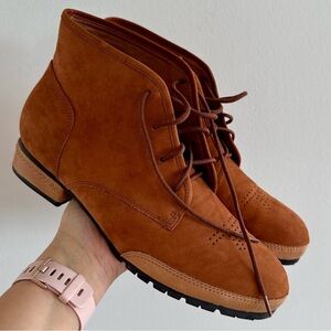 L’amour des pieds cognac genuine leather suede lace up boots size 10